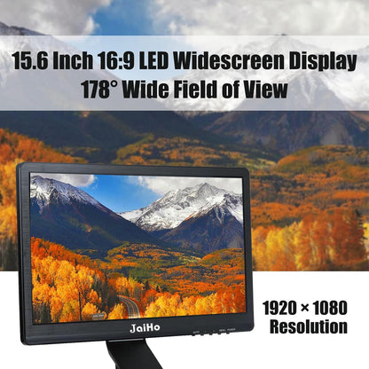 JaiHo Monitor, 39,6 cm (15,6 inch), 1080p, led-display (1920 x 1080), FHD 1080p, 60Hz, ingebouwde luidspreker, voor pc, CCTV, beveiligingscamera, zwart