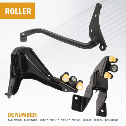 1498207080 Deurrolset voor de rechterkant, compatibel met Jumpy II Expert II/Expert Tepee Scudo II, schuifdeurrol OE 1498209080 (zwart)