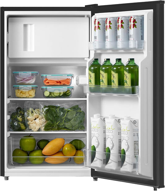Comfee RCD80DK3(E) Fridge with Freezer Compartment, 80 Litres, Small Refrigerator, Fruit and Vegetable Compartment, 84.5 cm High, 47.5 cm W, 110 kWh/Year, Adjustable Temperature Control, Adjustable Legs, Black