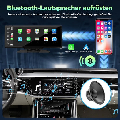 Draadloze Apple Carplay & Android Auto Stereo, 9.26" Draagbare Autoradio met 2K Dash Cam Voorkant, 1080P Achteruitrijcamera, Navigatie Apparaten met Siri/Bluetooth/GPS/Google/FM/AUX/Mirror-Link/64G TF