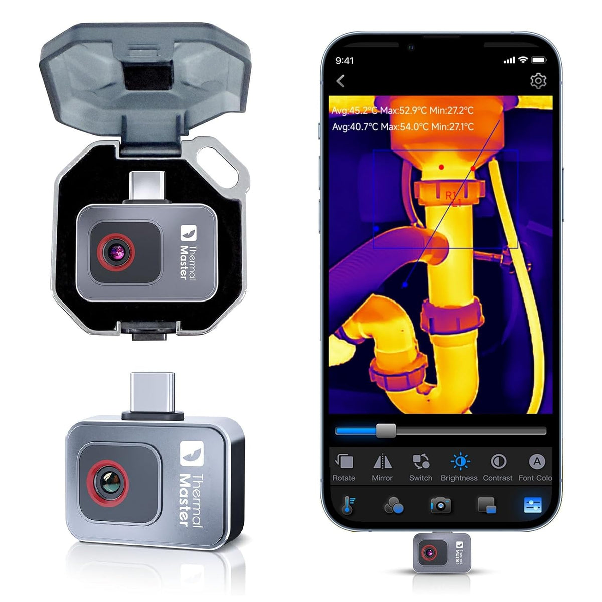 P2 Warmtebeeldcamera voor Android-telefoons infraroodcamera X³ IR-resolutie 512 x 384 heldere warmtebeelden voor huisinspectie -20 tot 600 ℃ 15x zoom, niet voor iPhone 15/16