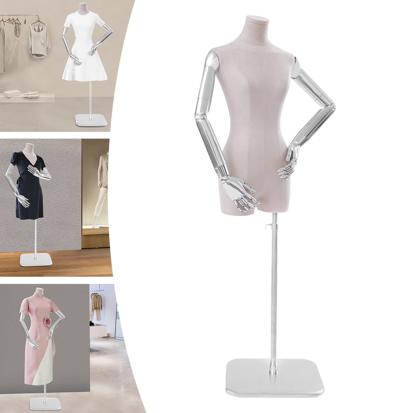 Female Dress Form Display, Clothing Store Female Dress Display Props, Adjustable Height Clothing Form