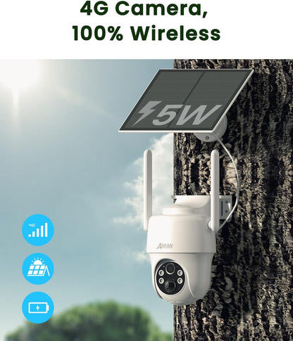 Draadloze 3G/4G LTE Beveiligingscamera – Buitencamera – Wifi-Loze Bewakingscamera – Zonnepaneel Camera – Batterijcamera – 2K Resolutie – PIR Humanoïde Detectie