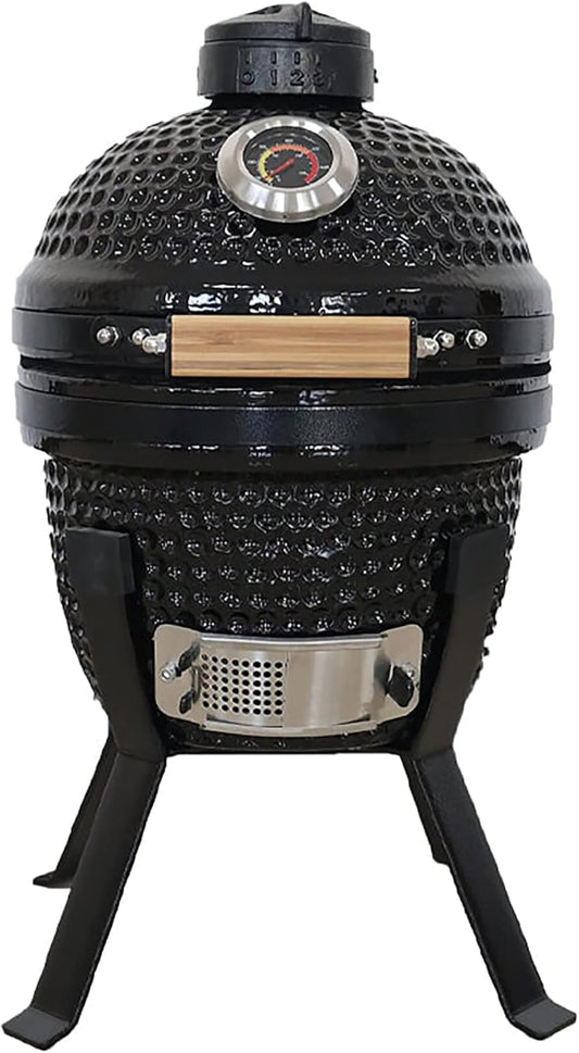 KAMADO BONO Ceramic BBQ Grill, 13" Picnic I, Mini Kamado BBQ Charcoal Grill, Egg BBQ, Kamado Barbecue Grill I, Portable Oven and Smoker with Stand - QUORE