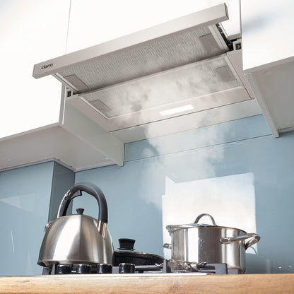 Afzuigkap – Platte afzuigkap – Vlakschermkap – Onderbouw afzuigkap – Inbouw afzuigkap – 60 cm – 370 m³/h – LED-verlichting – Zilver