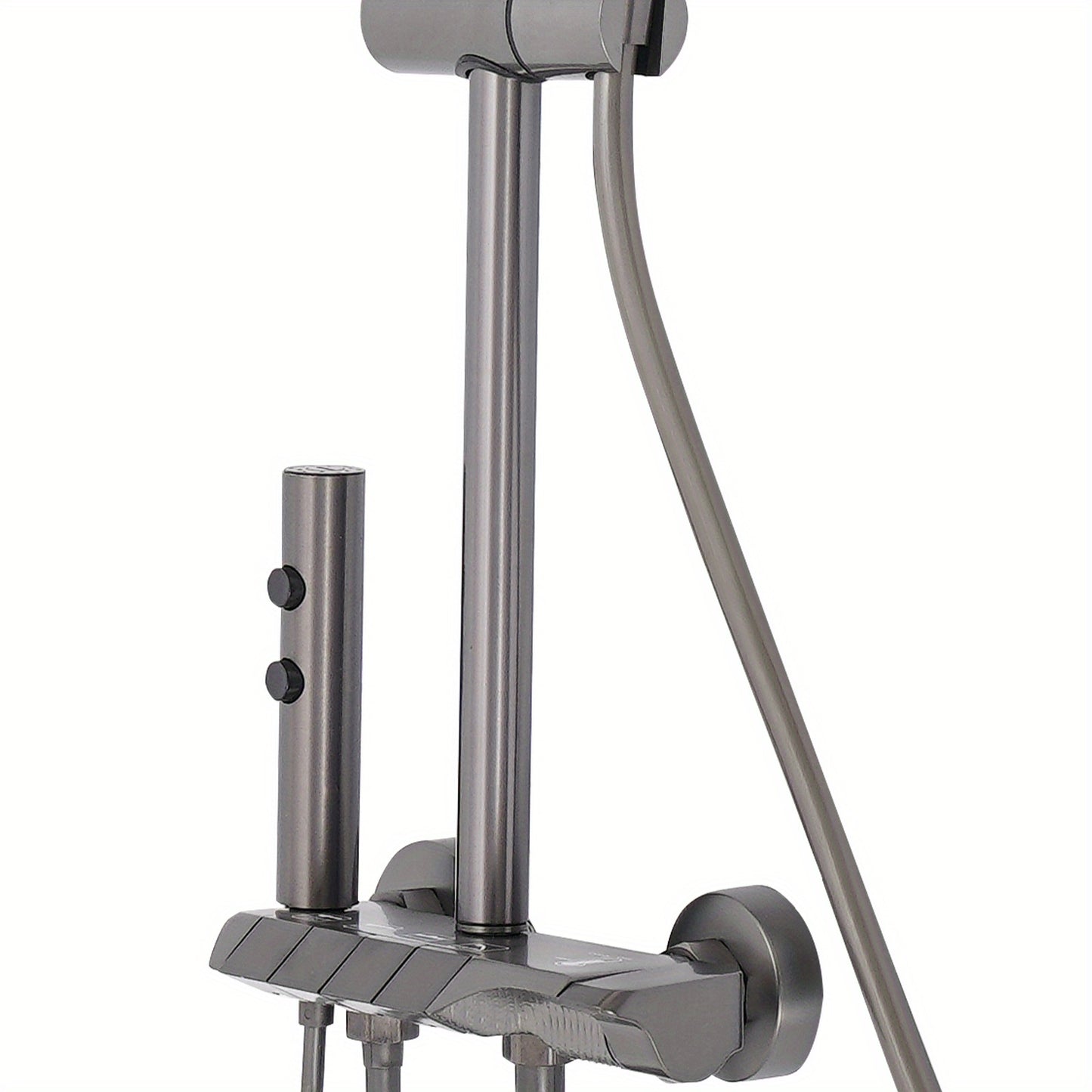 TOOL1SHOOO Modern Wall-Mounted Shower System with 4--1 Spray Functions, Adjustable Temperature Control, & PVD Coated Brass - High-Pressure Rain, Handheld with Pulse/Rain/Mix Modes, Water-Saving Design for Contemporary Bathroo