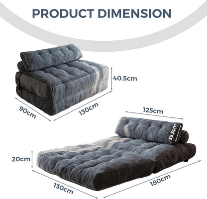 MAXYOYO Folding Sofa Bed, Convertible Sleeping Chair with Pillow, Mattress with Back Support, Portable Chair Bed, Comfortable Lounge for Living Room, Bedroom, Anthracite, Double