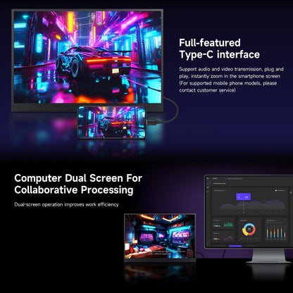 LUCKFOX 14" Portable Monitor with Stand - Plug&Play 1920x1200 WUXGA FHD Ultra Thin/Light USB-C HDMI Second Monitor 178° Viewing Dual-Track HiFi Speaker for Raspberry Pi/Jetson/PC/Game Console/Phone - QUORE