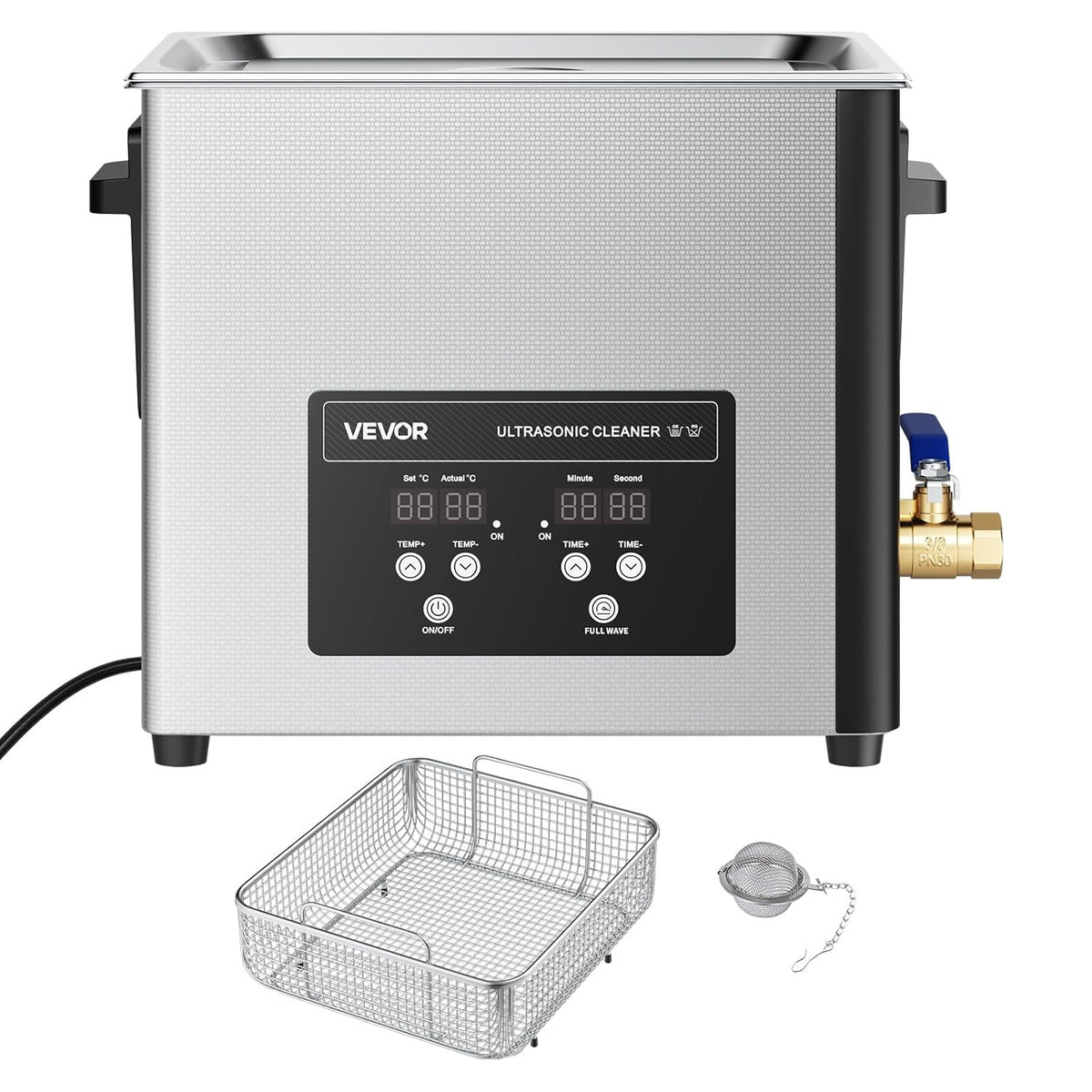 VEVOR 15 l ultrasone reiniger, professionele ultrasone reinigingsmachine met reinigingsmand en digitaal display, 240 W roestvrij staal, 40 kHz industriële reinigingsmachine voor onderdelen