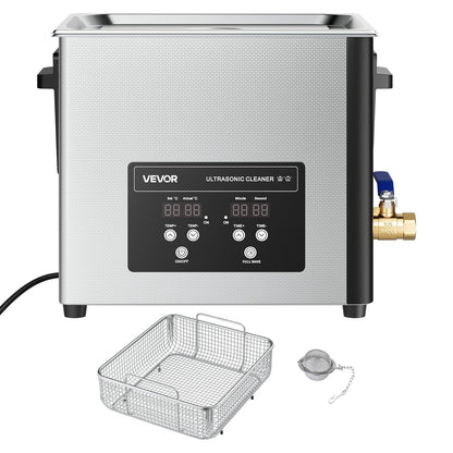 VEVOR 15 l ultrasone reiniger, professionele ultrasone reinigingsmachine met reinigingsmand en digitaal display, 240 W roestvrij staal, 40 kHz industriële reinigingsmachine voor onderdelen
