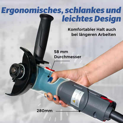 Haakse Slijper – Slijptol – Slijpmachine – Betonslijper – Doorslijper – 125 Mm – Borstelloze EC-Motor 1500 W – 6-Traps Instelbaar Toerental 3000-10.000 Omw/Min