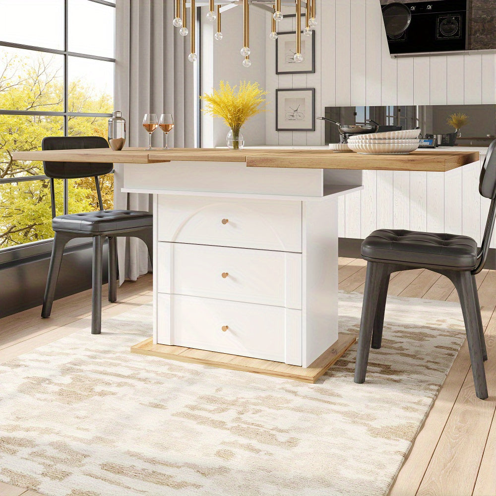 Uittrekbare Eettafel – Uitklapbare Keukentafel – Multifunctionele Tafel – Ruimtebesparende Eetkamertafel – Wit – 110-140 x 80 cm – Lichtgewicht en Onderhoudsvriendelijk