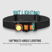 Koplamp - Hoofdlamp - Oplaadbare Zaklamp - Multifunctionele - met Rood Licht - 2 Mini Koud Wit LED - 1100Lm - 50m Lichtbereik - voor Kamperen - Hardlopen - Wandelen - Speleologie - Noodgevallen - 650mAh - IPX8 - Oranje