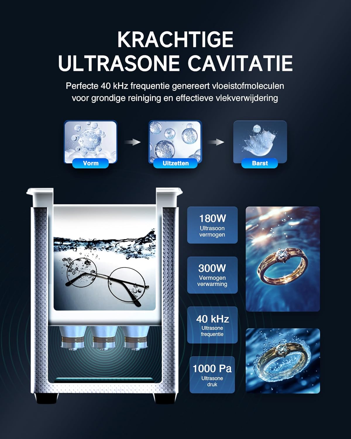 CREWORKS 6L Ultrasoon reinigingsapparaat met verwarming, professionele ultrasone reiniger met timer, roestvrij staal, voor tandprothesen, sieraden, brillen