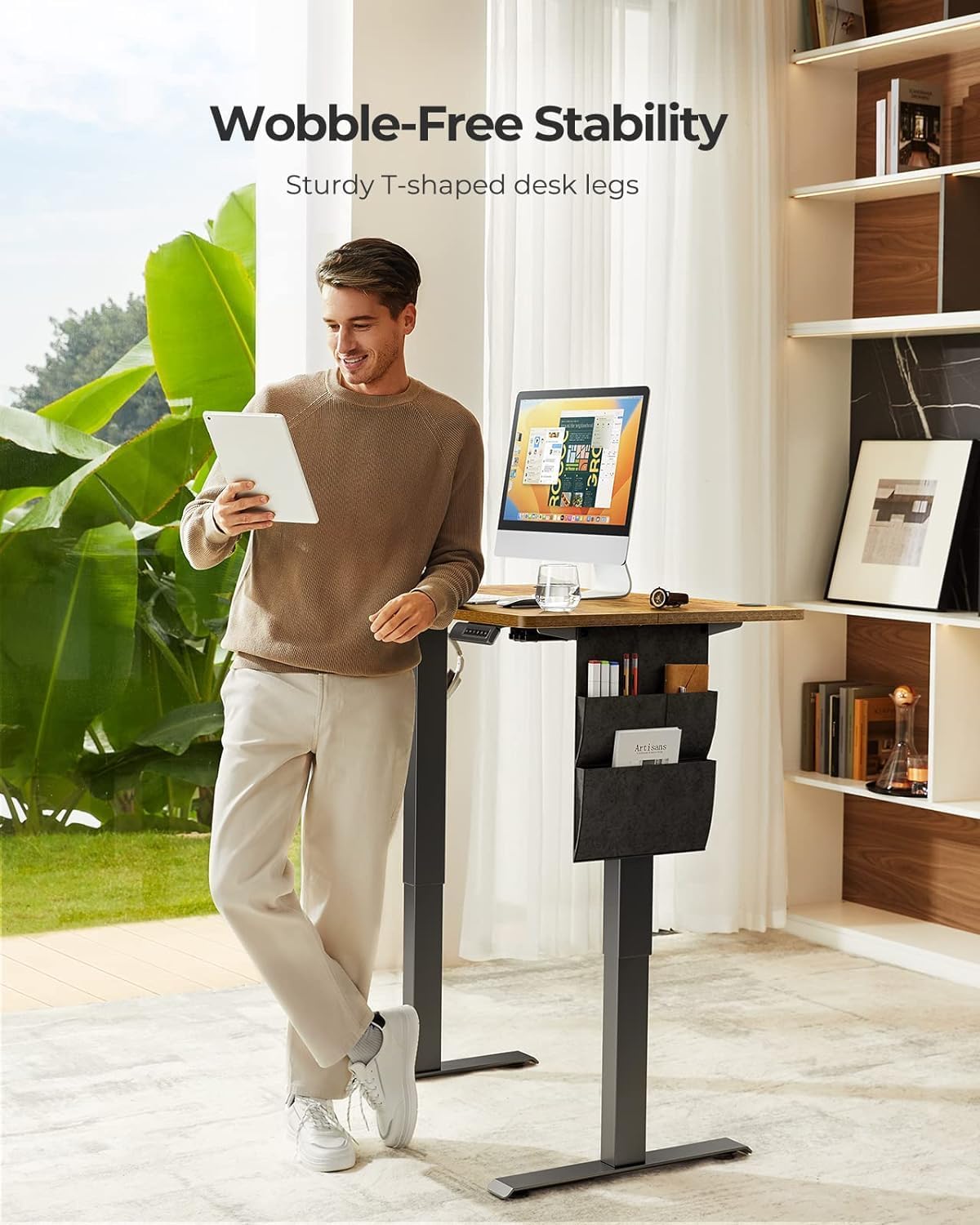 Marsail Electric Standing Desk Height Adjustable Dining Standing 160cm Desk Accessory with Storage Bag Preset Computer Desk with Headphone Hook - QUORE