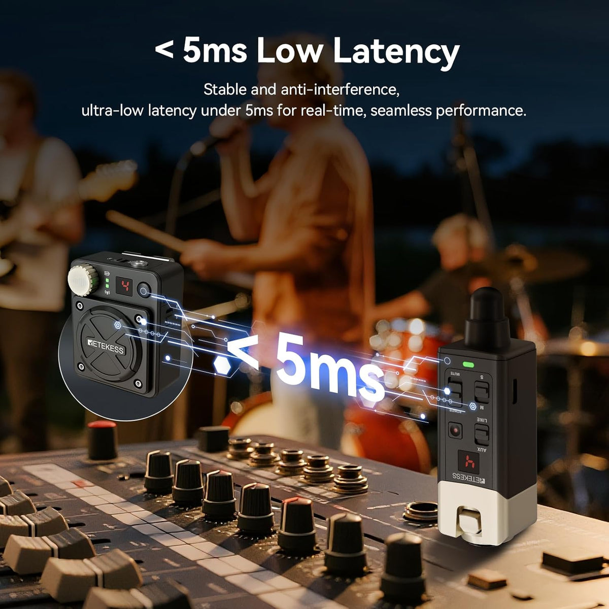 Draadloos In-Ear Monitorsysteem – Draadloos Digitaal Monitorsysteem – In-Ear Monitor – Monitoringsysteem – Monitorset – 8 Onafhankelijke Kanalen – Mono/Stereo Schakelbaar