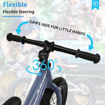 16 inch Loopfiets voor 4-8 Jarige Jongens en Meisjes - Lichtgewicht Koolstofstalen Frame, Verstelbare Stoel, Luchtbanden