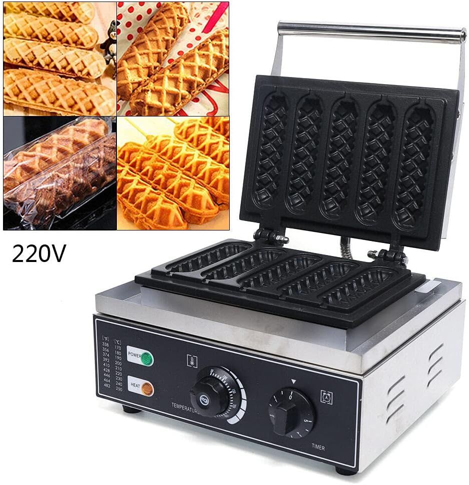 Waffle Iron Waffle Maker Waffle Iron with Thermostat, Waffle Iron, Stainless Steel, Commercial Non-Stick Coating, Waffle Machine, Hot Dog Maker, Corn Dog Waffle Iron for Hot Dog Wausage Muffin - QUORE