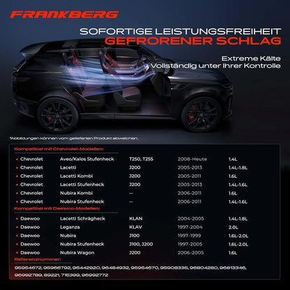 Frankberg 1 x klimaatcompressor compatibel met Aveo/Kalos sedan T250 T255 1,4 l benzine 2008-Vandaag Lacetti J200 1,4 l - 1,8 l benzine 2005-2013, vervanging # 96442920