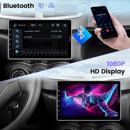 Hikity 10,1 Zoll 1 Din Autoradio mit Apple Carplay Android Auto Bluetooth Freisprecheinrichtung, Abnehmbares Bildschirm Touch Display Car Radio mit Mirror Link FM USB SD AUX + Rückfahrkamera