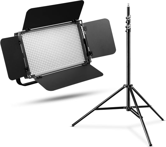 Daglicht LED-Paneellamp Set Met Lampstatief – LED-Paneellamp – Daglichtlamp – Fotolamp – Videolamp – 54W 5600K Daglicht – Dimbaar 10-100% & Flikkervrij