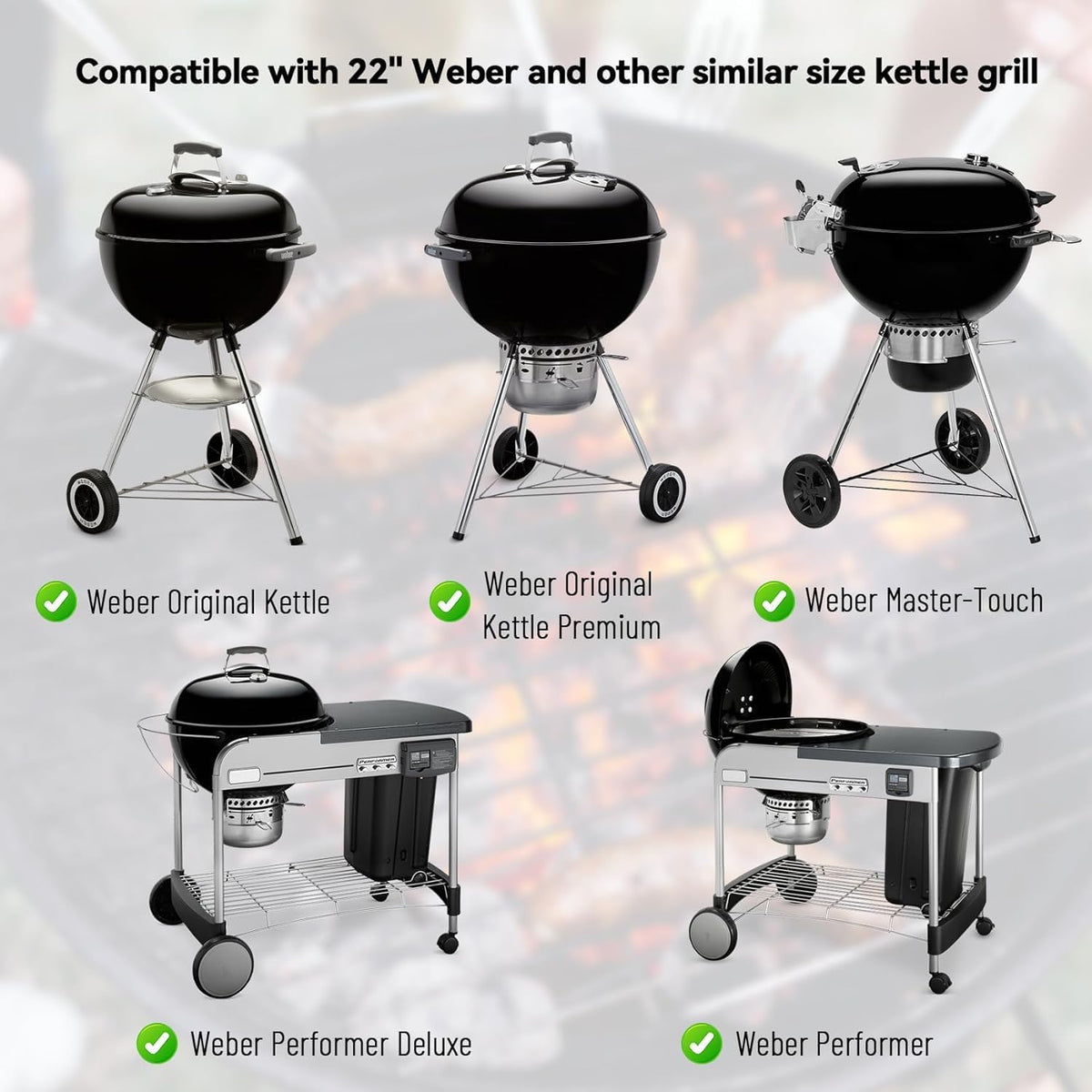 Onlyfire Rookbox Kit met Roestvrijstalen Houtskoolmand, Hitteafleider en 4 Steunhaken, BBQ Smoker Box voor Weber 57 cm/22" Ketel Houtskoolgrill, Gerookt Vlees en Vis