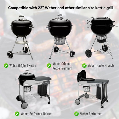 Onlyfire Rookbox Kit met Roestvrijstalen Houtskoolmand, Hitteafleider en 4 Steunhaken, BBQ Smoker Box voor Weber 57 cm/22" Ketel Houtskoolgrill, Gerookt Vlees en Vis