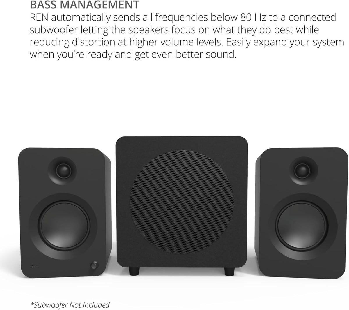 Kanto REN 200W Powered Speaker System with HDMI ARC Input for TV & Home Theater | USB-C and Bluetooth 5.3 | High/Low Pass Filter | Pair | Matte Black
