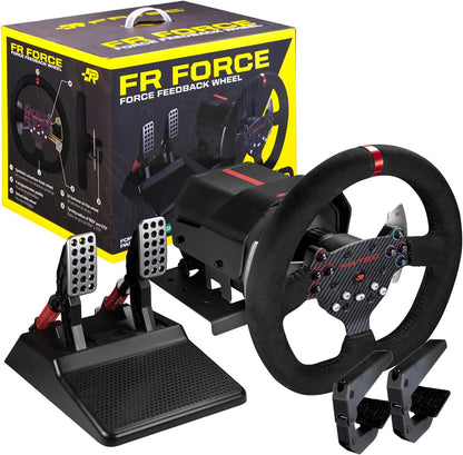 Racestuur – Racing Wheel – Game Stuur – Sim Racing Stuur – Force Feedback Stuur – 3.2 Nm Kracht – Alcantara Afneembaar Stuurwiel