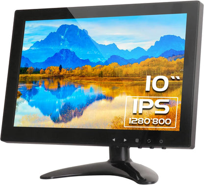 HDMI CCTV-monitor 10.1 inch IPS LCD Full HD-scherm 1280x800 Randloos met AV/VGA/HDMI/BNC/AUX/Audio-poorten Ingebouwde luidspreker voor Raspberry Pi Home Security Monitor CCTV PC-weergave door wholev