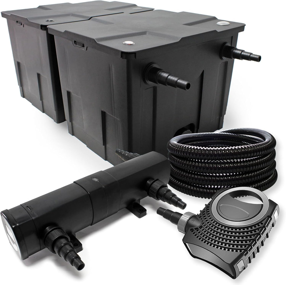 Filterset vijverfilter 60.000l, UVC-vijverzuiveraar 24W, pomp 80W en slang 25m