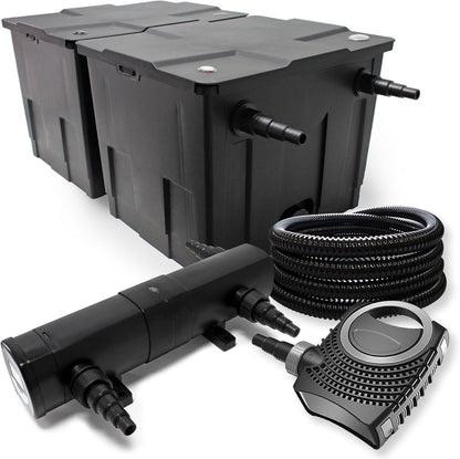 Filterset vijverfilter 60.000l, UVC-vijverzuiveraar 24W, pomp 80W en slang 25m