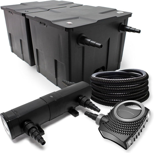 Filterset vijverfilter 60.000l, UVC-vijverzuiveraar 24W, pomp 80W en slang 25m