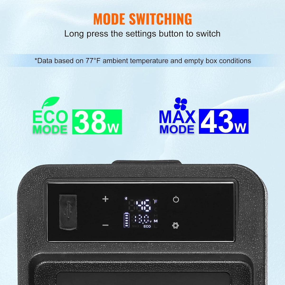 VEVOR Koelbox voor in de auto, 12 V, draagbare 8 l vrieskast, enkele zone, instelbaar temperatuurbereik van -20 °C tot 20 °C, 12/24 V DC/100-240 V AC, compressorkoeler voor buiten, camping