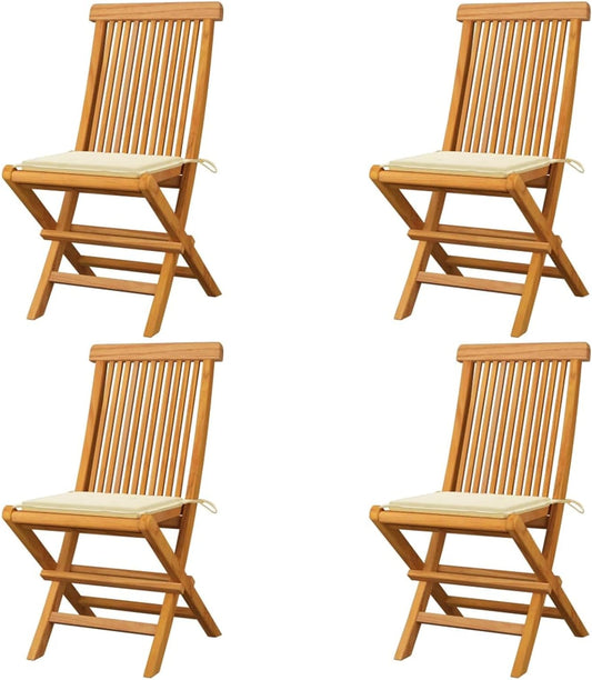 Tuinstoelen – Tuinstoel – Vouwstoel – Buitenstoel – Klapstoel – Massief Teakhout – Inklapbaar Met Kussen