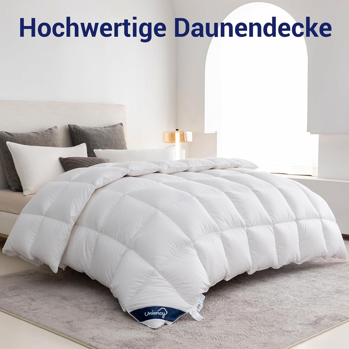 Donzen Dekbed 220x240 4 Seizoenen, 100% Katoenen Overtrek, Donsdekbed 240x220 All Season Warm, Dekbed Volumineus en Ademend Deken(Oeko-TEX en RDS Gecertificeerd, Wit, Vulgewicht 2100gr)