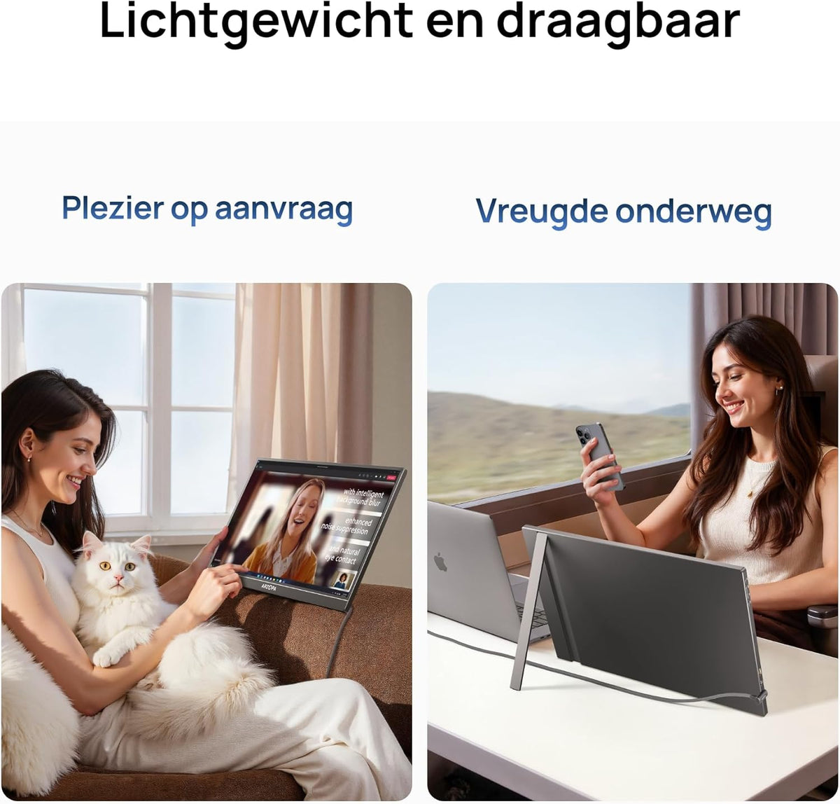 ARZOPA Portable Monitor, 17.3 Inches, Large Portable Monitor with FHD HDR IPS Display and Stand, Perfect as USB-C and HDMI Second Display for Laptop, PC, Smartphone, PS5, Xbox - QUORE