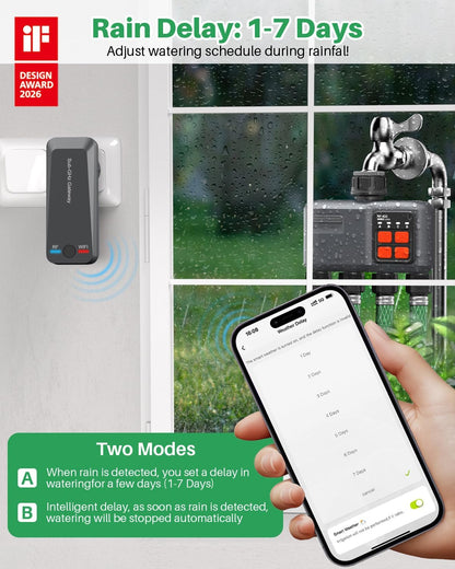Wifi-irrigatieprogrammeerder, 4 uitgangen met gateway, RF-technologie 300 m, automatische irrigatietimer voor tuinirrigatie, compatibel met Alexa en Smart Life app