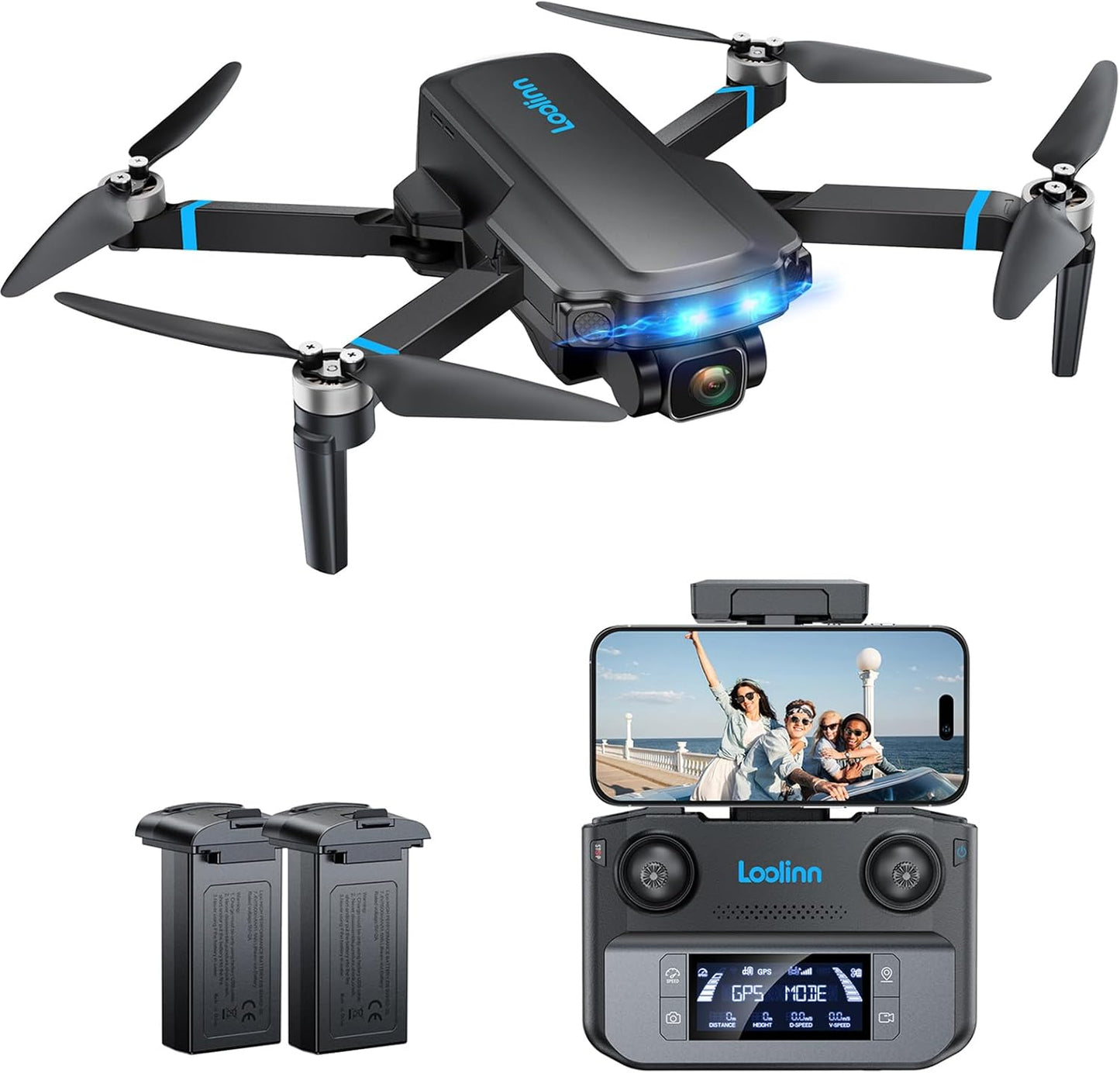 Loolinn | 4K Camera Drone voor Gevorderden Cadeau - Twee batterijen, 40 Minuten Vliegen, 4K UHD camera, ondersteuning voor Panorama's en Time-Lapse Fotografie, Onder 250g (Cadeau-idee)