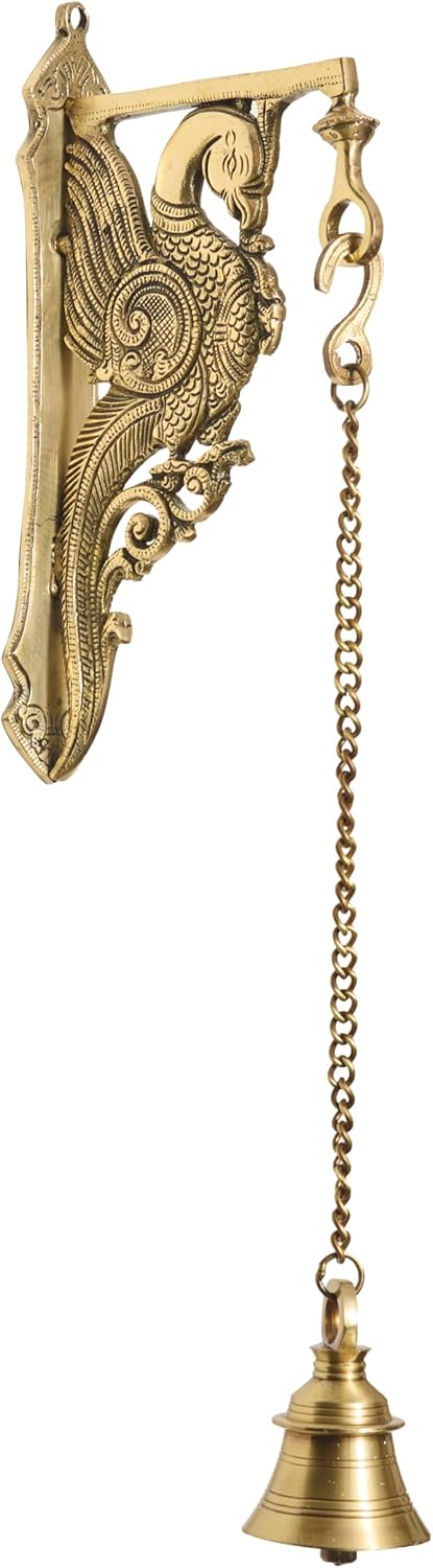 Esplanade Messing pauw muurbeugel - traditionele handgemaakte muurhanger voor Diya lamp, bel, woondecoratie (30 cm inch)