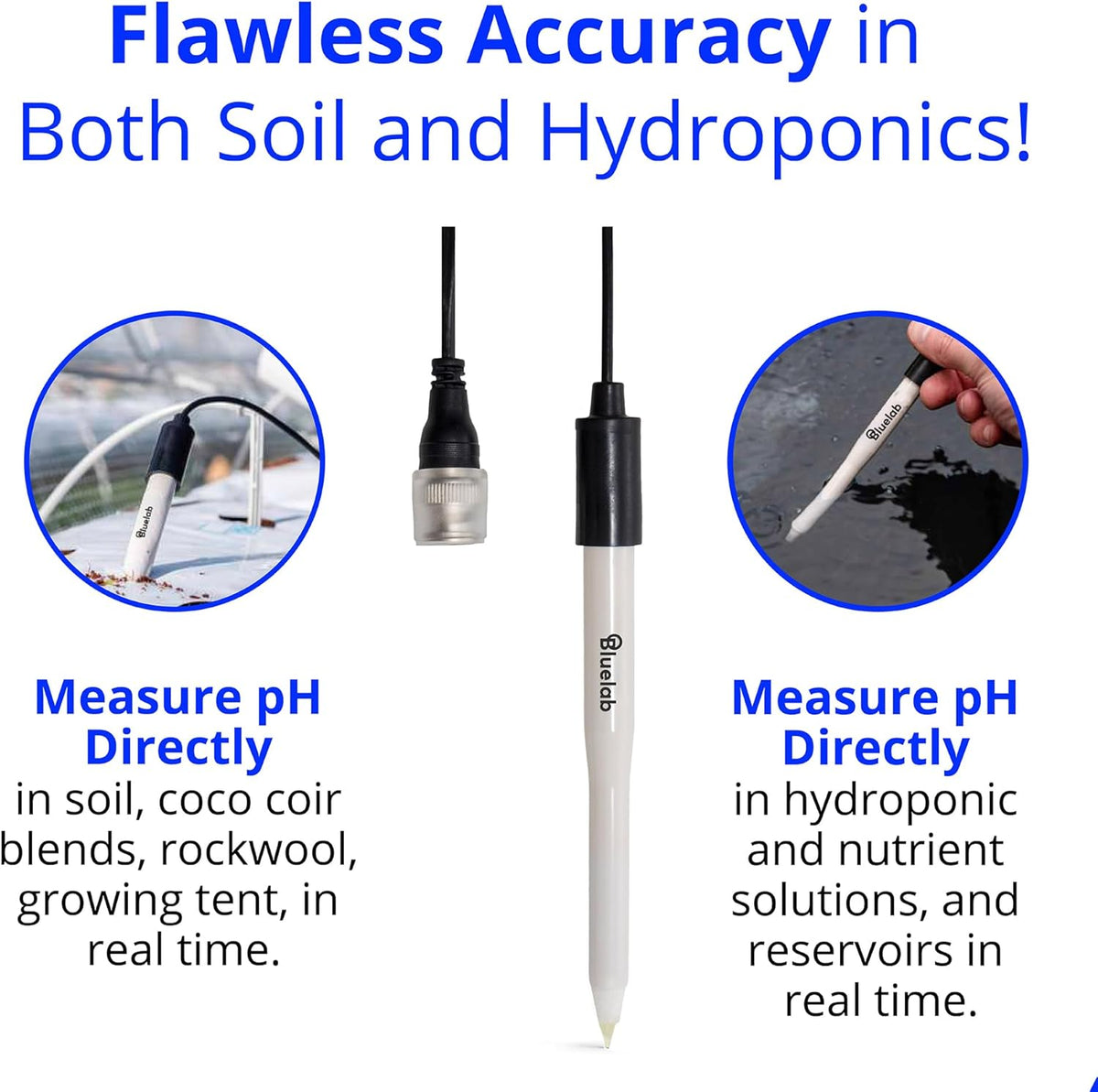 Bluelab PROBPHLEAP Leap pH Probe, Replacement Probe with BNC Fitting, use in Soil, Coco, Rockwool, Root Zone and Solution, Easy Calibration