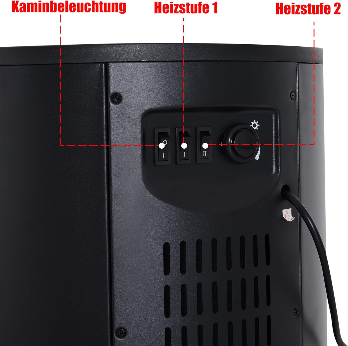 Elektrische Haard – Open Haard – Wandhaard – Staande Haard – Kachel – Sfeervol Vlameffect – 2 Warmtestanden 900/1800W – Compact 41x41x64,5 cm - QUORE