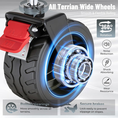 Overmont Opvouwbare festivaltrolley - 150 kg capaciteit opvouwbare wagen voor camping strand tuin picknick winkelen, zware kar met verstelbare handgreep en all-terrain wielen en rem, grijs