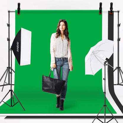 Fotostudioset – Fotostudioverlichtingsset, Achtergrondset, Softboxset, Studiolichtset – Met 3 Achtergrondkleuren Zwart, Wit En Groen – 1,8 X 2,8 M Achtergrondsteun – 2 Softboxen 50 X 70 Cm En 5-In-1 Reflector
