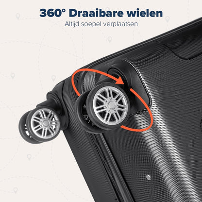 TRVLMORE Kofferset - 3 Delig - 38L Handbagage + 110L Ruimbagage - Lichtgewicht - Trolley - Reiskoffer Set - Zwart