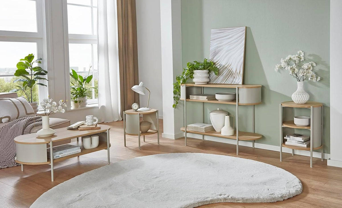 HAKU Consoletafel, eiken, grijs, metaal, spaanplaat, afmetingen: B 110 x H 76 x D 39 cm, stijl: modern