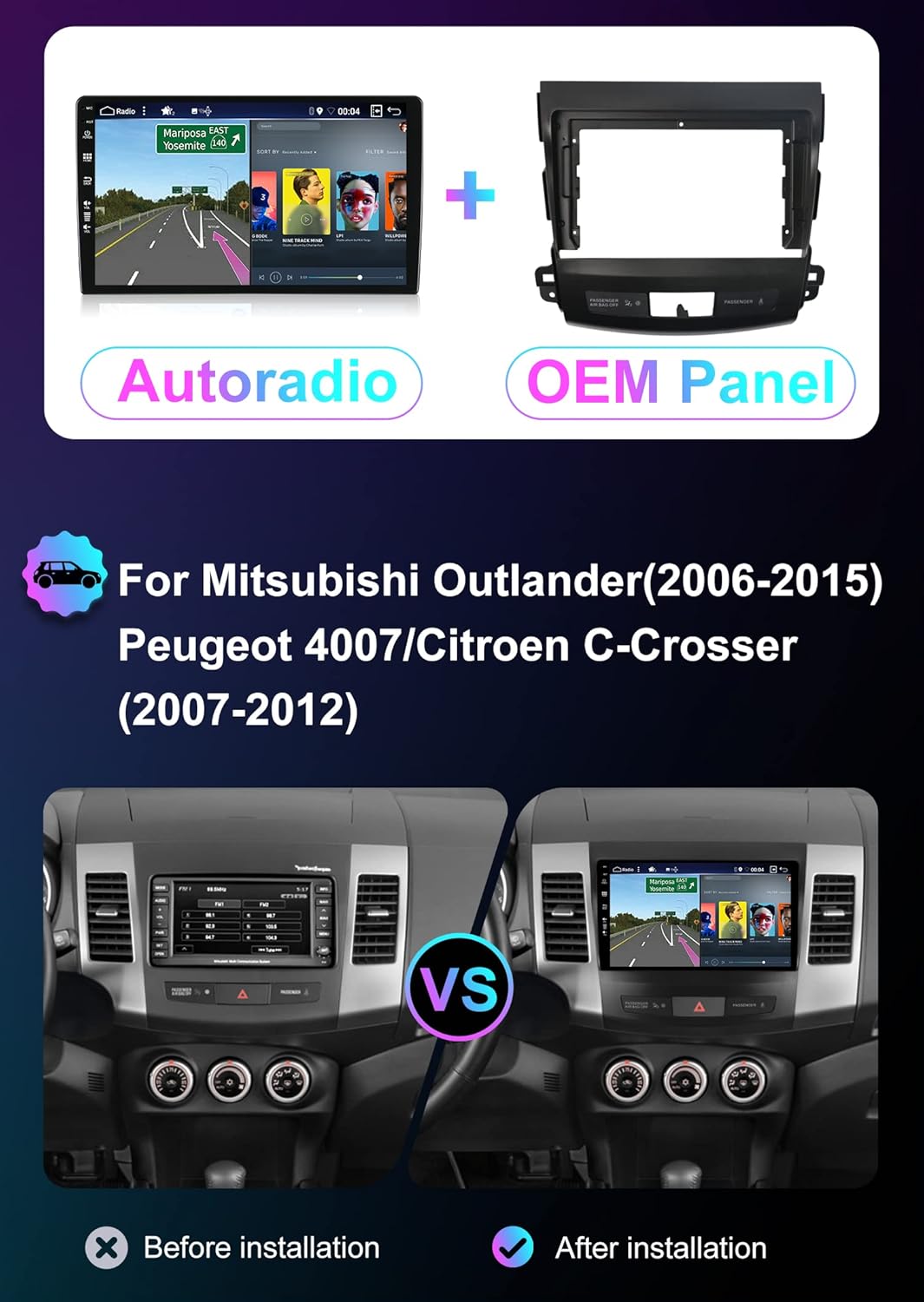 2 Din Autoradio – Android Autoradio – Multimedia Radio – Auto Stereo – Navigatie Systeem – 9 Inch IPS Touchscreen – Ingebouwd CarPlay & Android Auto met GPS Navigatie
