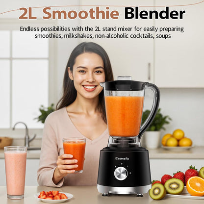 Keukenmachine en hakmolen, 1500 W, 2,5 l, keukenmixer met 2 l mixer, 200 ml koffiemolen voor citruspers, ijscrematie, malen, hakken, hakken, snijden en bereiden van pasta