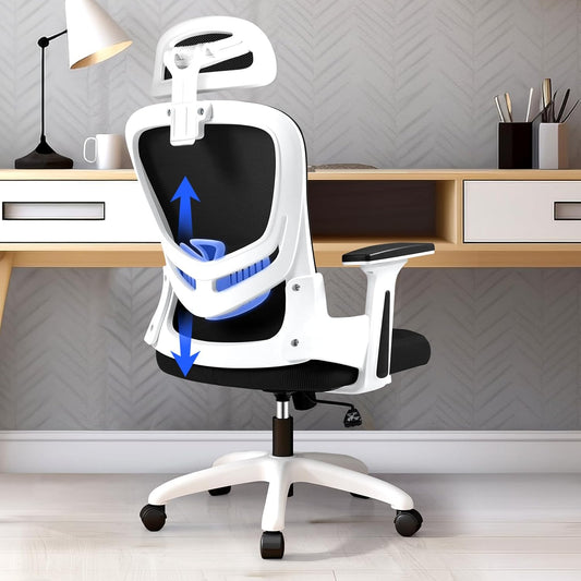 Ergonomische Bureaustoel – Bureaustoel Met Lendensteun – Bureaustoel Met Verstelbare Armleuningen – Kantoorstoel – Mesh Stoel – Verstelbare Hoofdsteun – Ademend Mesh Kussen – 150 KG Draagvermogen