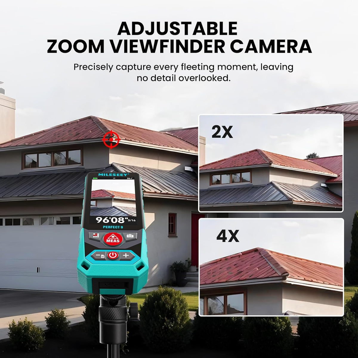 MILESEEY Outdoor lasermeter, 300 m professionele laserafstandsmeter voor de bouw, 4x HD-zoom en 3-inch display met achtergrondverlichting, point-to-point-technologie voor grote buitenprojecten